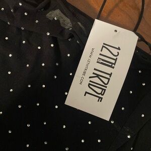 12th Tribe Novella Black Rhinestone Mini Dress